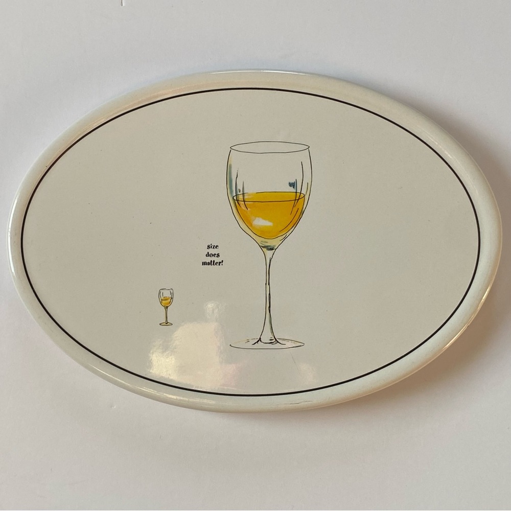 Trivet Wine Cheese Tray 10” X 7”Cissy Martin for CorkPops Ceramic Size Matters